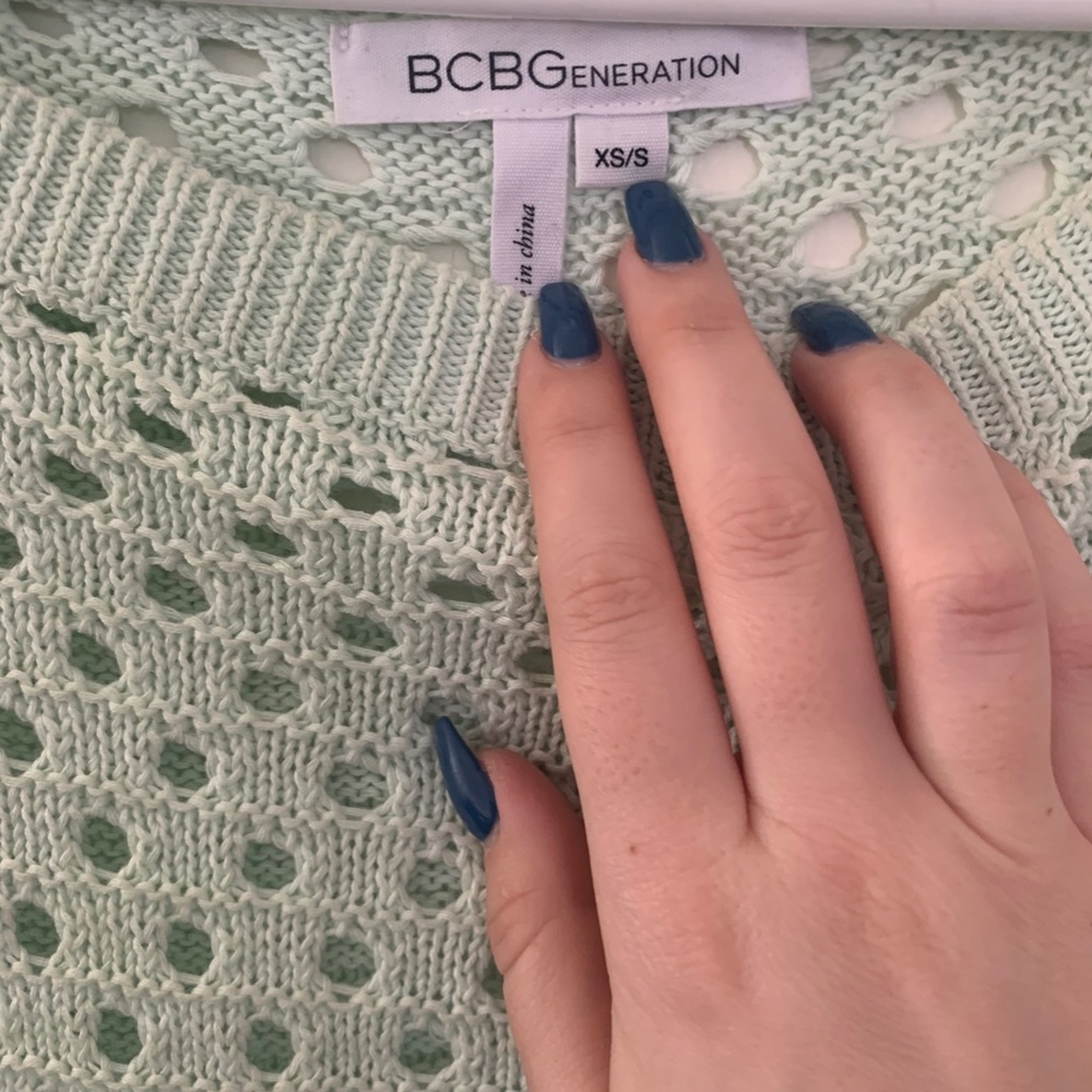 Bcbgeneration Xs/Small Mint Green Mesh Sweater - image 3